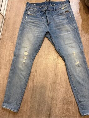 G-Star Light Blue Distressed Skinny Jeans